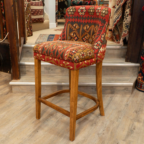 Turkish kilim covered Counter height stool - 309773