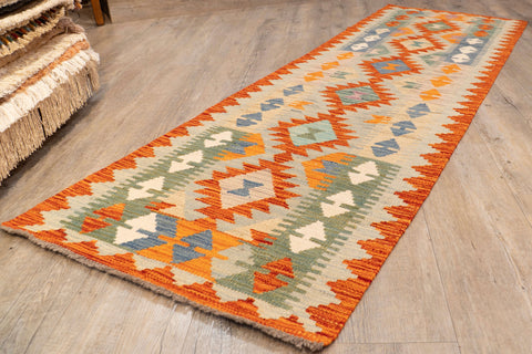 Handmade Afghan Kilim short runner - 309796