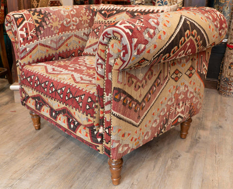 Handmade Turkish kilim Chesterfield Chair - 309812