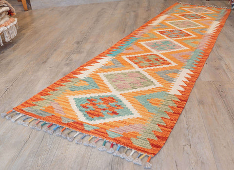 Handmade Afghan Kilim short runner - 310032