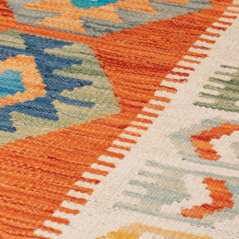 Handmade Afghan Kilim short runner - 310034