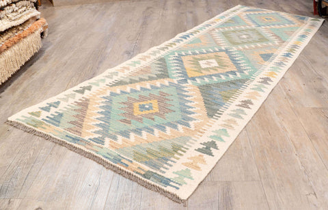Handmade Afghan Kilim short runner - 310209