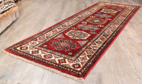 Handmade fine Afghan Kazak short runner - 310397