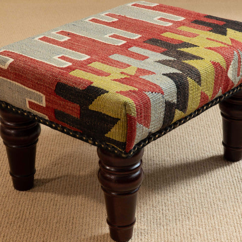 Small handmade Turkish kilim stool - 310433