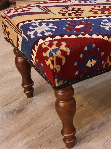 Turkish kilim covered bench stool - 308014