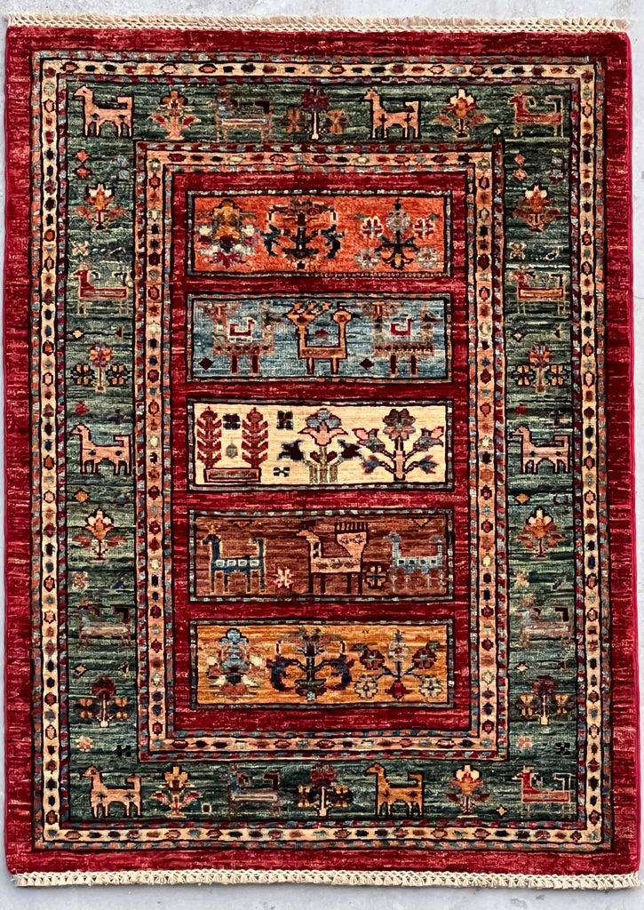 Handmade Afghan Kharjeen rug - ENR308318