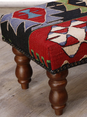 Small handmade Turkish kilim stool - 308587