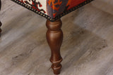 Medium handmade Turkish kilim covered stool - 308595