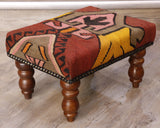 Small handmade Turkish kilim stool - 308626