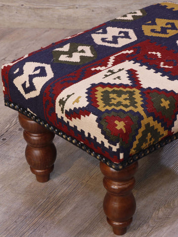 Small Turkish kilim covered stool - 308685
