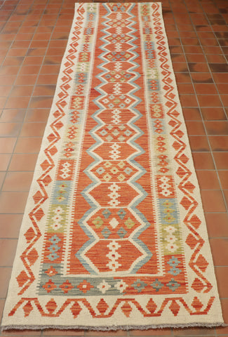 Handmade Afghan Kilim extra long runner - 308919